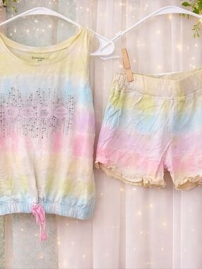 Bebe Girls Size 5 Pastel Tie Dye Matching Set